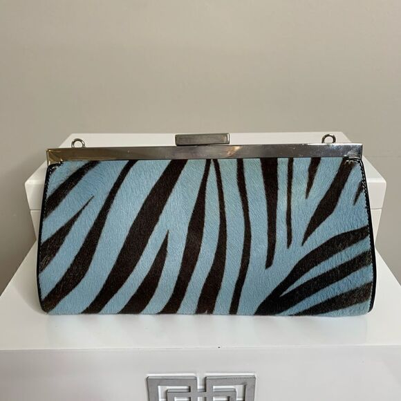 Gucci Pony Hair Clutch - Zebra - Brown and Blue - Picture 2 of 13